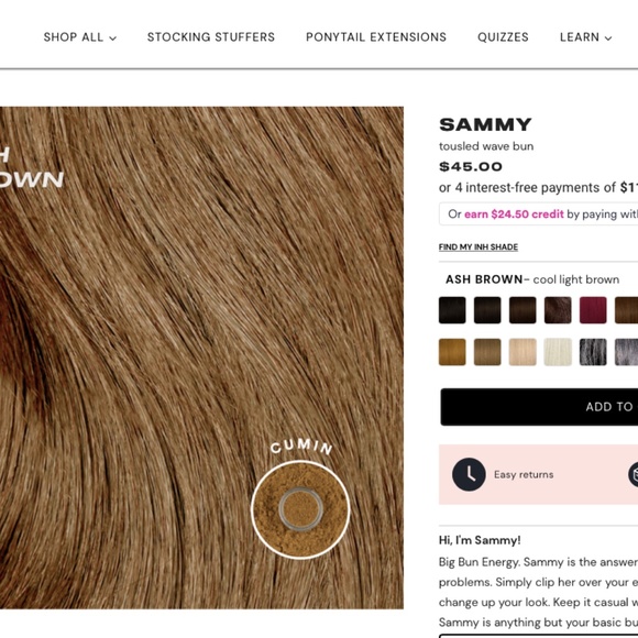 INH hair SAMMY bun ( ASH BROWN) - Picture 2 of 6